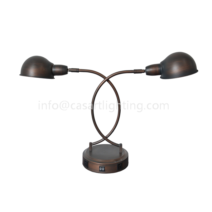 Powder coated bronze table lamp，adjustable head