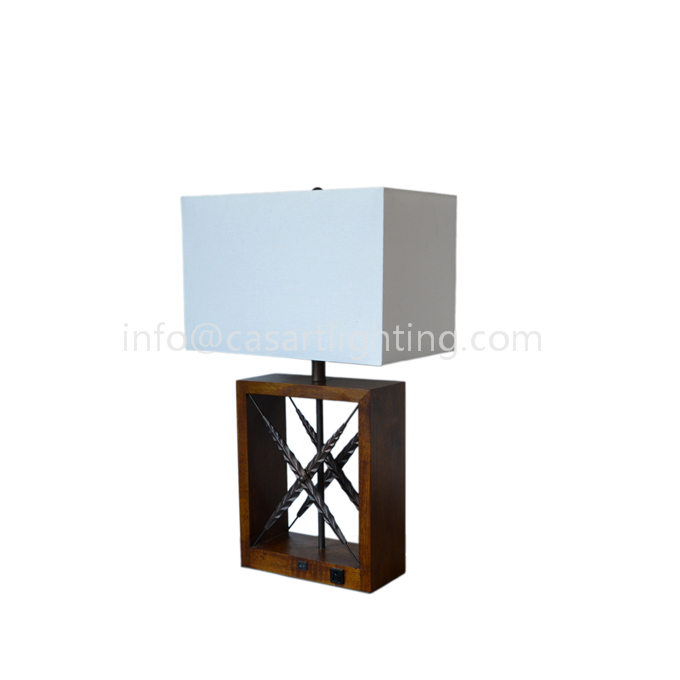 Wood with Metal table lamp